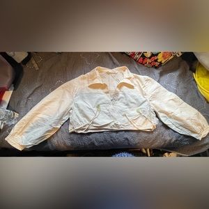 Zara cropped cream shirt with ties on sides